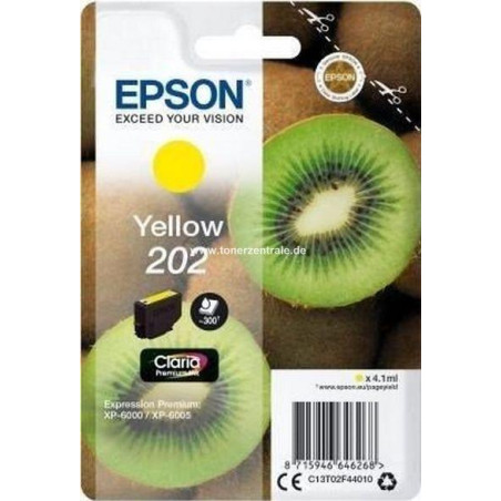 C13T02F44010 EPSON SINGLEPACK YELLOW 202 CLARIA PREMIUM INK