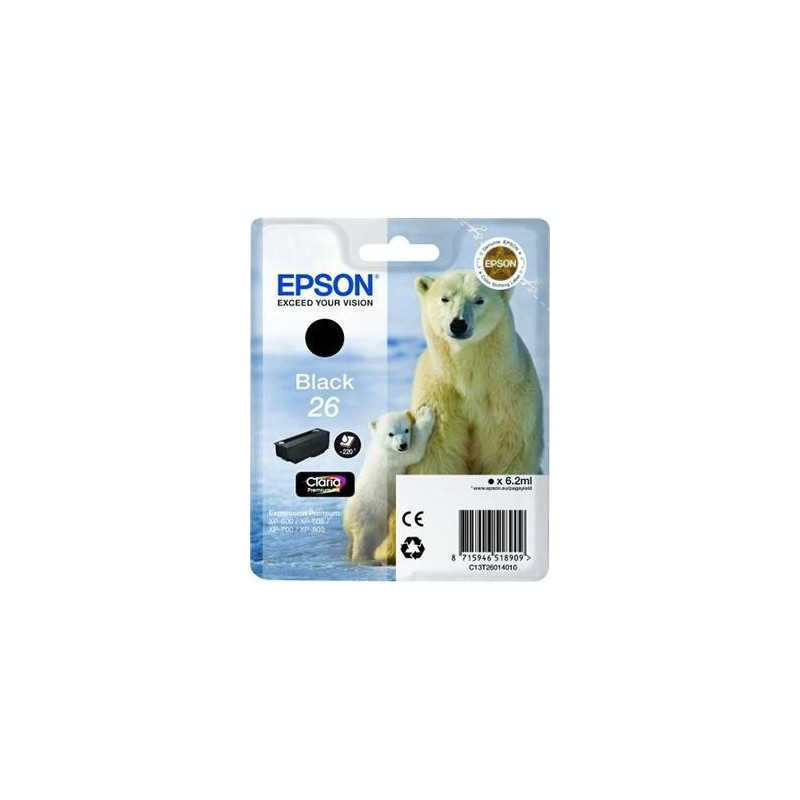 C13T26014012 EPSON TINTA NEGRO CLARIA PREMIUM XP 510 520 600 605 610 615 620 625 700 710 720 800 810 820 - 26