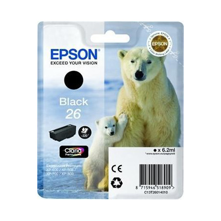 C13T26014012 EPSON TINTA NEGRO CLARIA PREMIUM XP 510 520 600 605 610 615 620 625 700 710 720 800 810 820 - 26