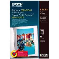 C13S041332 EPSON PAPEL FOTOGRÁFICO PREMIUM SEMIGLOSS A4 251GR INKJET PAQUETE 20H BLANCO SEMIBRILLO