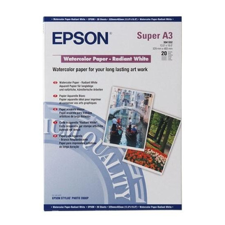 C13S041352 EPSON PAPEL EPSON WATERCOLOR RADIANT WHITE A3+ 190GR