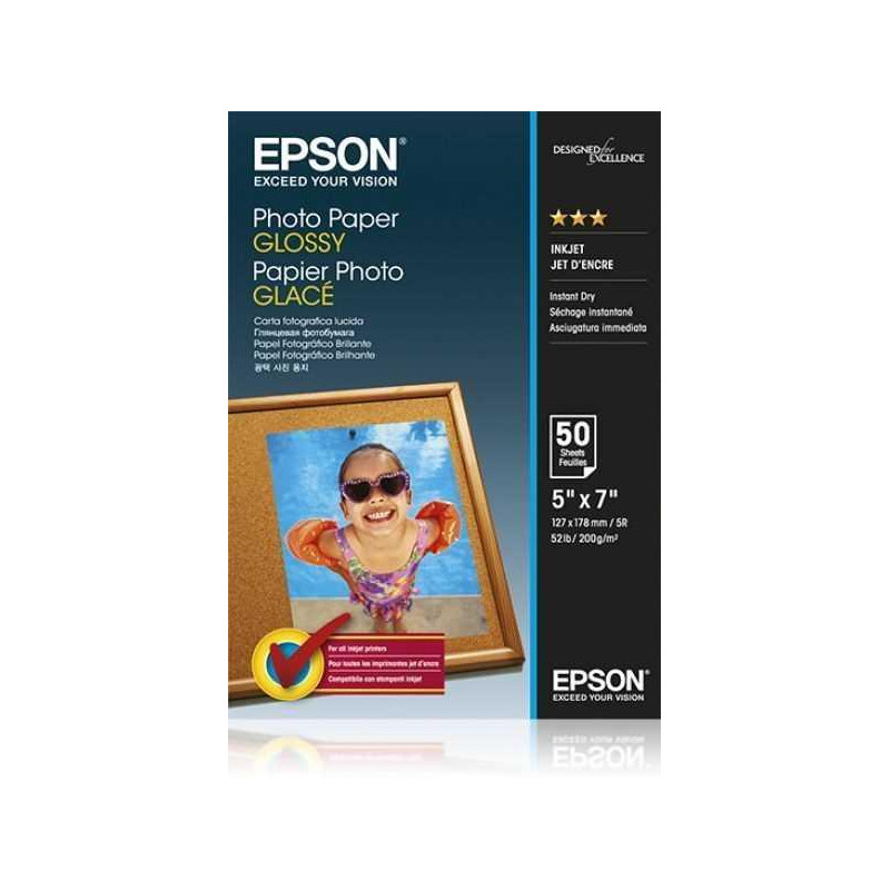 C13S042545 EPSON PAPEL PHOTO GLOSSY 13X18CM 50 HOJAS 200 GRS