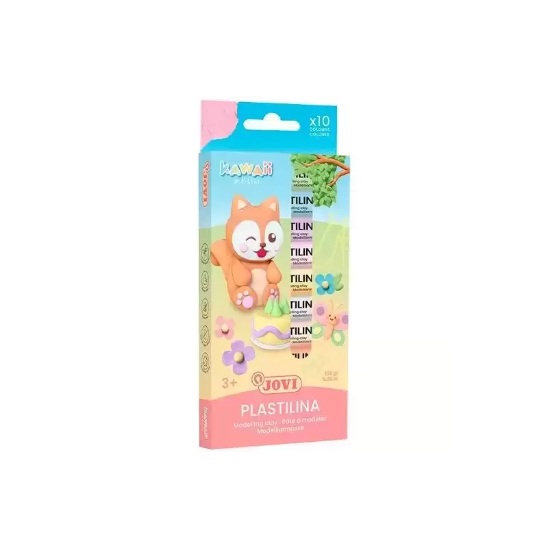 KW90/10 JOVI PLASTILINA KAWAII BARRAS 15GR C/SURTIDOS ESTUCHE 10 UD