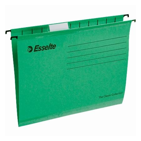 90318 ESSELTE CARPETA COLGANTE CLASSIC 210GR LOMO V ACCESO SUPERIOR A4 VERDE