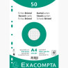 12606E EXACOMPTA FICHAS CARTULINA BRISTOL TALADRO A4 CUADRÍCULA 5X5 PACK DE 50 BLANCO