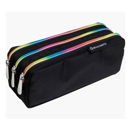 52140E EXACOMPTA ESTUCHE RECTANGULAR 3 COMPARTIMENTOS RAIMBOW NEGRO