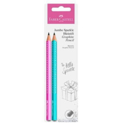 111678 FABER CASTELL BLISTER 2 LÁPICES DE GRAFITO JUMBO SPARKLE ROSA/TURQUESA