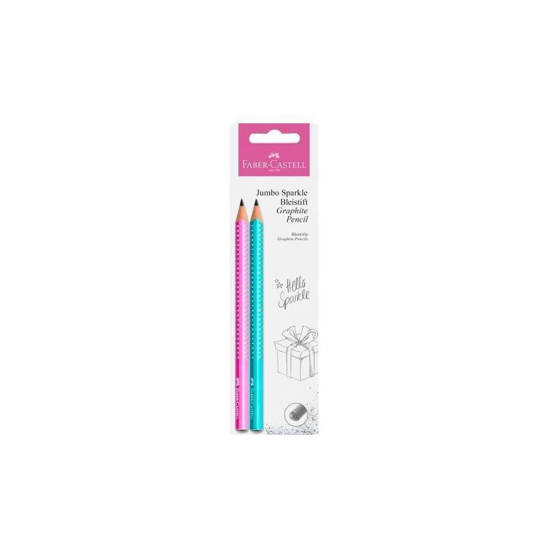 111678 FABER CASTELL BLISTER 2 LÁPICES DE GRAFITO JUMBO SPARKLE ROSA/TURQUESA