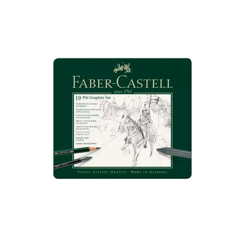 112973 FABER CASTELL LÁPICES DE GRAFITO PITT SET DE 19 EN ESTUCHE METÁLICO