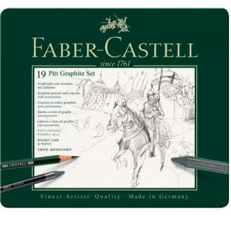 112973 FABER CASTELL LÁPICES DE GRAFITO PITT SET DE 19 EN ESTUCHE METÁLICO