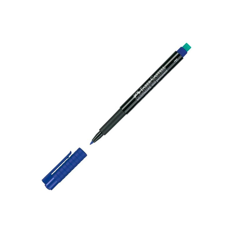 151351 FABER CASTELL ROTULADOR PERMANENTE MULTIFUNCIONAL MULTIMARK F CON GOMA INTEGRADA AZUL