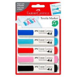 159530 FABER CASTELL  MARCADOR TEXTIL 5 UNIDADES BABY PARTY COLORES SURTIDOS BLISTER