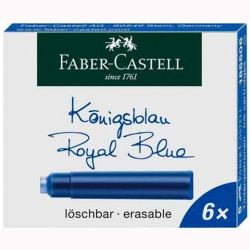 185506 FABER CASTELL CARTUCHO TINTA BORRABLE AZUL ESTUCHE 6 UD