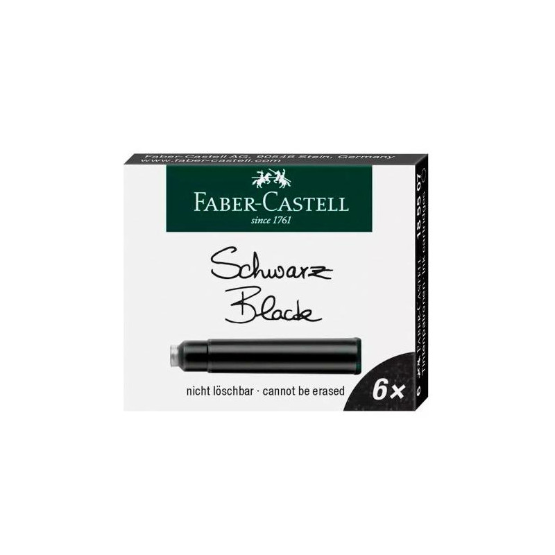 185507 FABER CASTELL ESTUCHE 6 CARTUCHOS DE TINTA ESTÁNDAR NEGRO