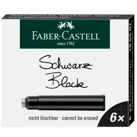 185507 FABER CASTELL ESTUCHE 6 CARTUCHOS DE TINTA ESTÁNDAR NEGRO