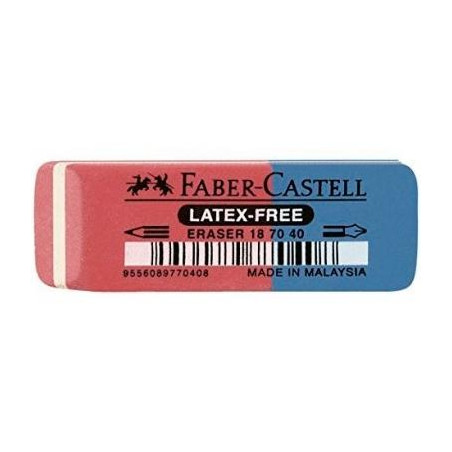 187040 FABER CASTELL GOMA DE BORRAR BISELADA MIXTA PARA GRAFITO Y TINTA AZUL/ROJO