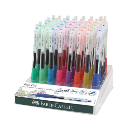 640141 FABER CASTELL BOLÍGRAFO ROLLER FAST GEL GRIP 0.7MM C/SURTIDOS EXPOSITOR 40 UD