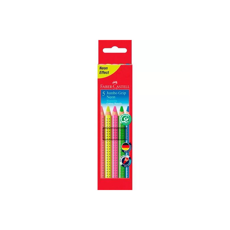 110994 FABER CASTELL LÁPICES DE COLORES JUMBO GRIP C/SURTIDOS NEÓN ESTUCHE 5 UD