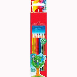 112406 FABER CASTELL LÁPICES DE COLORES COLOUR GRIP C/SURTIDOS ESTUCHE 6 UD