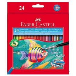 114425 FABER CASTELL LÁPICES DE COLORES ACUARELABLES CLASSIC + PINCEL C/SURTIDOS ESTUCHE 24 UD