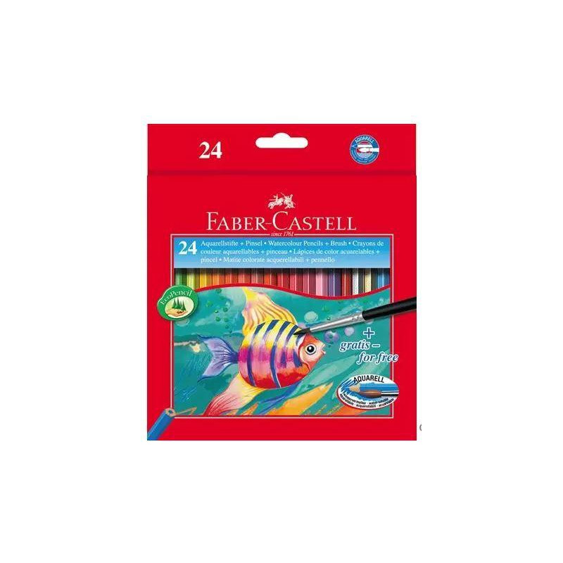 114425 FABER CASTELL LÁPICES DE COLORES ACUARELABLES CLASSIC + PINCEL C/SURTIDOS ESTUCHE 24 UD