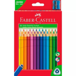 116530 FABER CASTELL LÁPICES DE COLORES JUMBO TRIANGULAR + SACAPUNTAS C/SURTIDOS ESTUCHE 30 UD