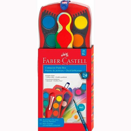 125029 FABER CASTELL ESTUCHE 24 ACUARELAS CONNECTOR + PINCEL C/SURTIDOS