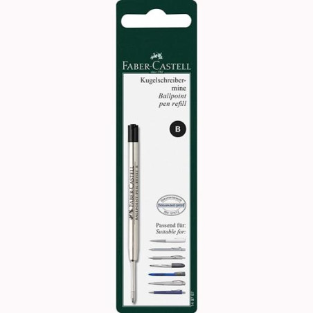 148787 FABER CASTELL RECAMBIO PARA BOLÍGRAFO GRAN CAPACIDAD B NEGRO EN BLISTER