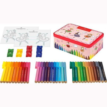 155534 FABER CASTELL 33 ROTULADORES CONNECTOR BAILARINA + ACCESORIOS C/SURTIDOS CAJA REGALO METÁLICA 45 PIEZAS