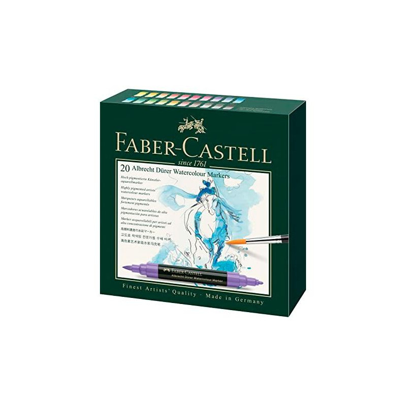 160320 FABER CASTELL ROTULADORES ACUARELABLES DOBLE PUNTA FINA/PINCEL WATERCOLOUR MARKER C/SURTIDOS ESTUCHE 20 UD