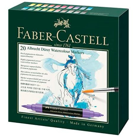 160320 FABER CASTELL ROTULADORES ACUARELABLES DOBLE PUNTA FINA/PINCEL WATERCOLOUR MARKER C/SURTIDOS ESTUCHE 20 UD