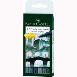 167104 FABER CASTELL ROTULADORES PITT ARTIST PEN BRUSH ESTUCHE DE 6 TONOS GRISES