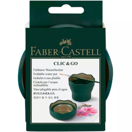 181520 FABER CASTELL VASO PLEGABLE PARA EL AGUA CLIC&GO VERDE OSCURO