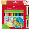 201745 FABER CASTELL ESTUCHE 24+3 LÁPICES DE COLORES GRIP NIÑOS DEL MUNDO SURTIDOS + 6 TONOS PIEL BICOLOR SURTIDOS