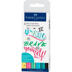 267116 FABER CASTELL ROTULADORES PITT ARTIST PEN HAND LETTERING SUPERFINA/PINCEL C/SURTIDOS PASTEL ESTUCHE 6 UD