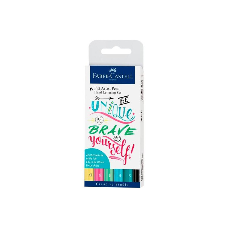 267116 FABER CASTELL ROTULADORES PITT ARTIST PEN HAND LETTERING SUPERFINA/PINCEL C/SURTIDOS PASTEL ESTUCHE 6 UD