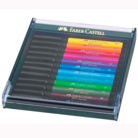 267421 FABER CASTELL ROTULADOR PITT ARTIST PEN BRUSH PUNTA PINCEL C/SURTIDOS BRILLANTES EN ESTUCHE DE 12