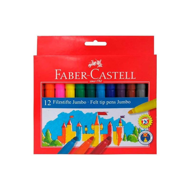 554312 FABER CASTELL ROTULADORES JUMBO COLORES SURTIDOS ESTUCHE 12 UD