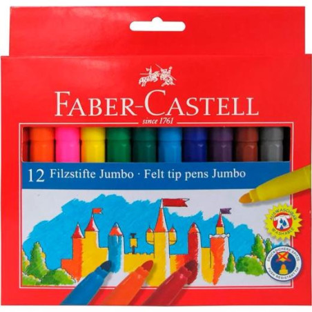 554312 FABER CASTELL ROTULADORES JUMBO COLORES SURTIDOS ESTUCHE 12 UD