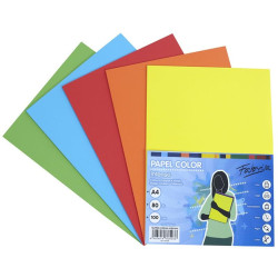 16328 FABRISA PAPEL DIN A4 80GR INKJET/LÁSER PAQUETE 100H RETRACTILADO 5 COLORES FUERTES