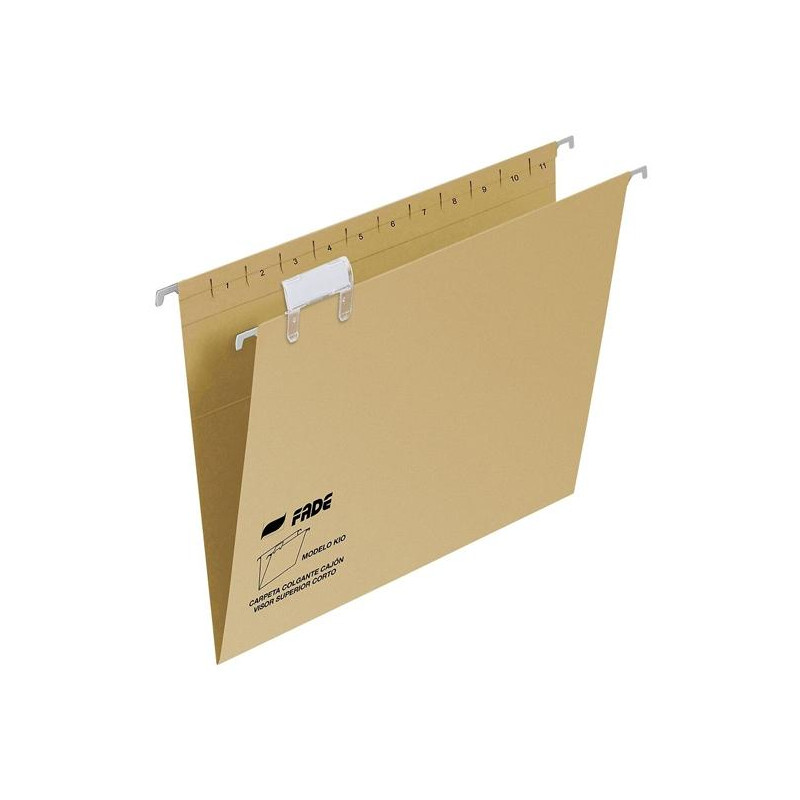 400064831 FADE CARPETA COLGANTE FOLIO PROLONGADO VISOR SUPERIOR C/ETIQUETAS CARTULINA KRAFT ECO