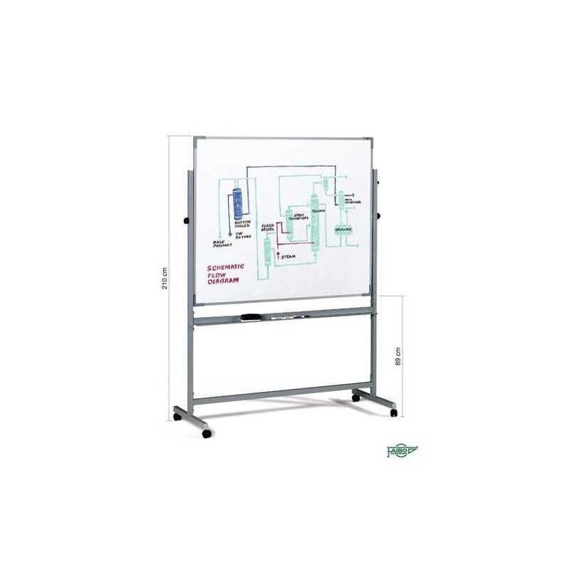 11/11-5 FAIBO PIZARRA BLANCA ESTRATIFICADA LAS DOS SUPERFICIES VOLTEABLE MARCO DE ALUMINIO CON CAJETÍN 122X200CM (CON SOPORTE)