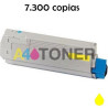 Toner OKI C822 amarillo compatible al toner original OKI 44844613