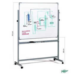 840/840-5 FAIBO PIZARRA BLANCA ACERO LACADO BLANCO LAS DOS SUPERFICIES VOLTEABLE MARCO DE ALUMINIO CON CAJETÍN 120X200CM