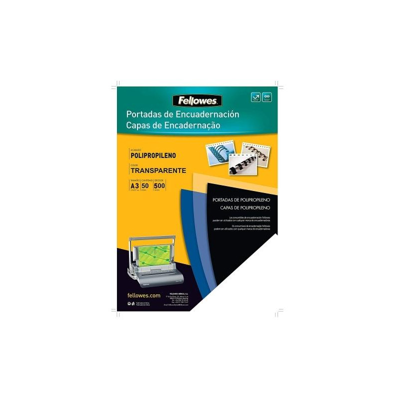 5471201 FELLOWES PORTADAS ENCUADERNACIÓN A3 PP 450 MICRAS TRANSPARENTE PACK 50 UD