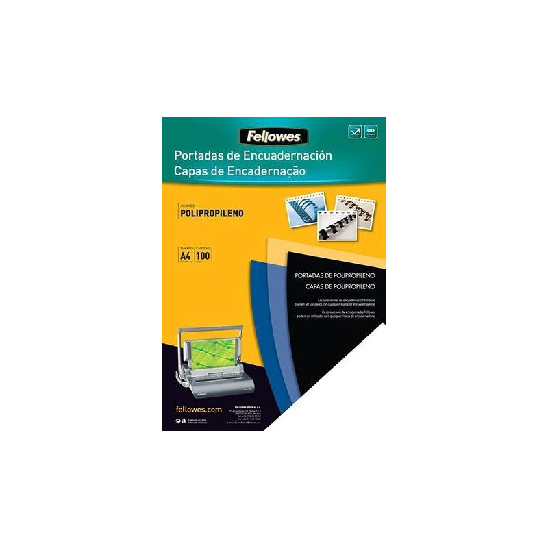 5476603 FELLOWES PORTADAS ENCUADERNACIÓN A4 PP 280 MICRAS NEGRO PACK 100 UD