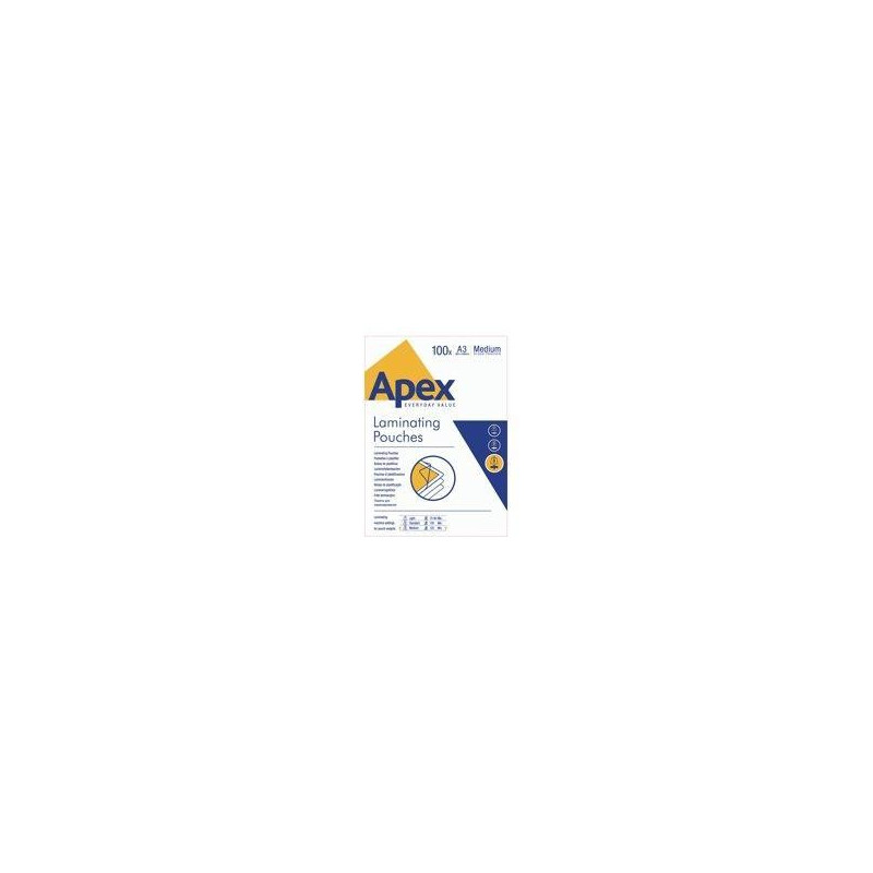 6003401 FELLOWES FUNDAS DE PLASTIFICAR APEX 125 MICRAS A3 BRILLO PACK 100 UD