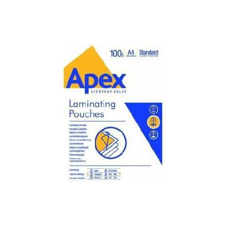 6003501 FELLOWES FUNDAS DE PLASTIFICAR APEX 125 MICRAS A4 BRILLO PACK 100 UD