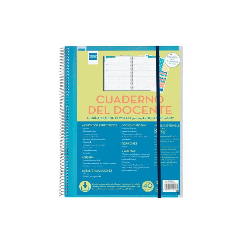 5340200 FINOCAM CUADERNO-AGENDA DEL DOCENTE.2 ESPIRAL 230X310MM SVH 46 SEMANAS (CURSO LECTIVO)