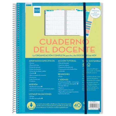 5340200 FINOCAM CUADERNO-AGENDA DEL DOCENTE.2 ESPIRAL 230X310MM SVH 46 SEMANAS (CURSO LECTIVO)